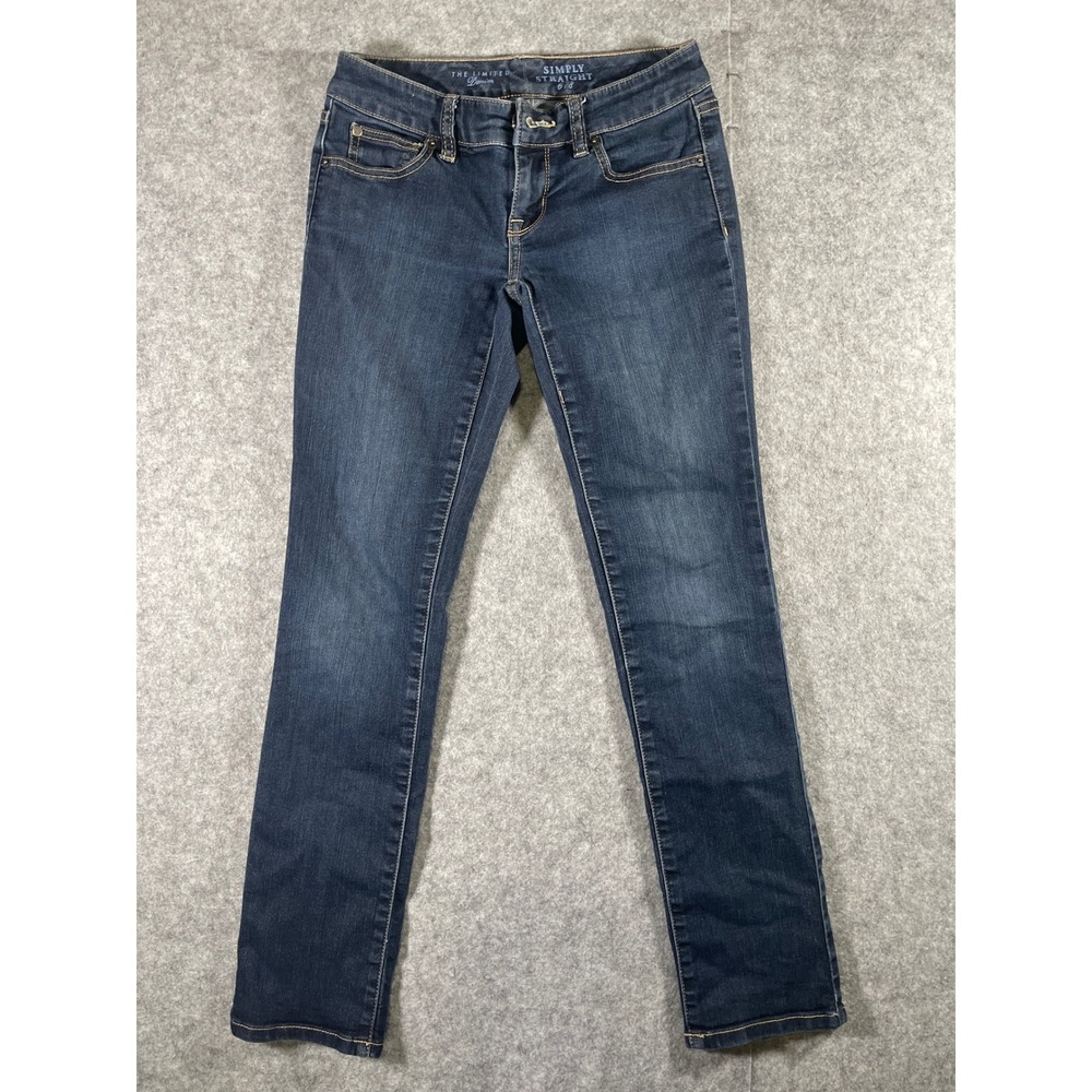 The Limited Denim Simply Straight Jeans Dark Wash Indigo Blue Stretch Size 6/8